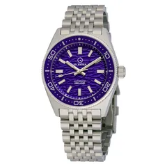 Islander Northport 37mm with purple ripple dial and purple sapphire bezel on 7-link bracelet