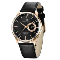 Pagani Design PD-1654 with black dial and rose-gold-tone case on black leather strap