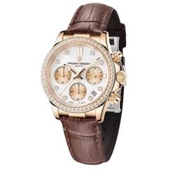 Pagani Design PD-1730 Gold Brown, rose-gold-tone case on brown leather strap