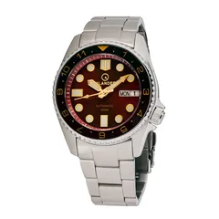Islander 38mm Automatic Dual Time ISL-152 with sunburst brown dial, gold-tone hands and black and brown 12-hour bezel