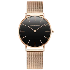 Pagani Design PD-1802L with black dial, rose-gold-tone case and mesh bracelet