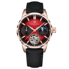 Pagani Design PD-YS021 with red gradient dial, rose-gold-tone case, black strap