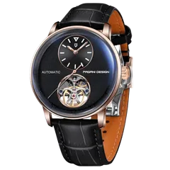 Pagani Design PD-1796 with black dial and rose-gold-tone case on black leather strap