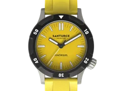 Santurce Collection Esnórquel with yellow dial and black bezel on yellow rubber strap