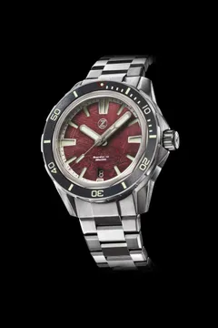 Zelos Swordfish 40mm Ti Blood Moon Meteorite, red PVD-coated meteorite dial and black ceramic bezel