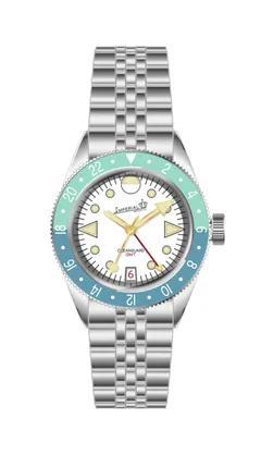 Imperial Oceanguard GMT, white dial, coral and turquoise bezel, one of one (render)