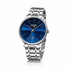 Cadisen C8166 automatic with two-tone blue sunray dial on a steel bracelet