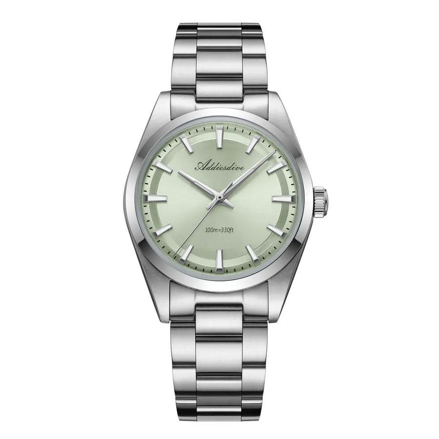 Addiesdive AD2066 with mint green sunburst dial on a three-link bracelet