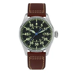 San Martin SN060-G 42mm pilot with Type B black dial on brown leather strap