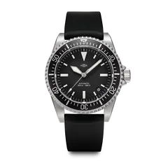MKII Fulcrum 39 Date with dive bezel on a black rubber strap