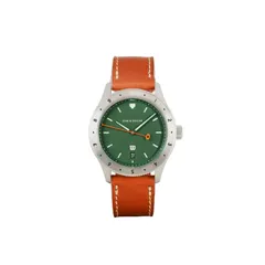 Oak & Oscar Ashland, green sandwich dial with inning-tracker bezel, on Wilson leather strap