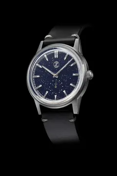 Zelos Nova 38mm Aventurine, aventurine glass dial, on black leather strap