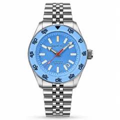 Aquatico Sea Recon Tritium with sky blue dial and light blue bezel
