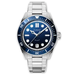 Tusenö Shellback V2.1 Blue, vertically brushed blue dial, blue ceramic bezel