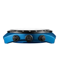Undone Tachikoma Blue case side with crown and chronograph pushers