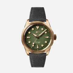 Christopher Ward C65 Dune Aeolian Bronze, Marram Green on grey Orlando leather strap