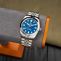 Raven 36mm Field, blue dial, on jubilee bracelet