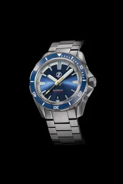 Zelos Swordfish 300m Diver ETA 2892, blue sunburst dial with date, blue ceramic bezel