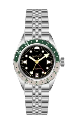 Imperial Oceanguard GMT, black dial, green and sand bezel (render)