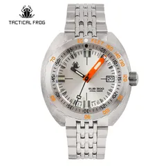 Tactical Frog Sub 300T V2 with sunburst silver dial on steel bracelet