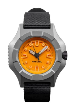 Prevail Onward Tactical, sunshine orange dial, on pass-through nylon strap