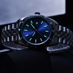Pagani Design PD-1821 in the dark, lume on hands, indices and bezel pip