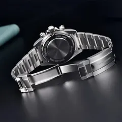 Pagani Design PD-1727 solid caseback engraved Diver 100M, with the signed fold-over clasp open
