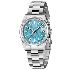 Pagani Design PD-1794M with sky blue monogram-textured dial and polished steel bezel