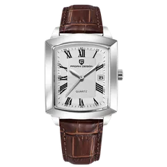 Pagani Design PD-1838 with white dial on brown leather strap