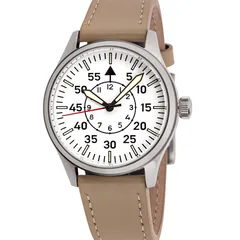 Islander 39mm Automatic Pilot ISL-111 with white Type-B dial and no date, on tan leather strap