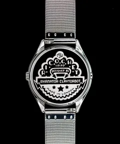 Mr Jones Ricochet caseback printed with a pinball design and the designer's name