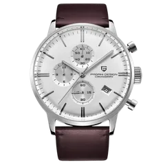 Pagani Design PD-2720K with white dial on brown leather strap