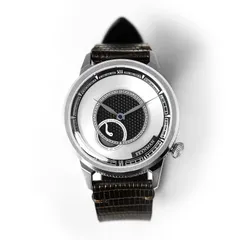 Feynman One 2018 One Eye Panda, silver dial with dark small-seconds subdial, on brown lizard strap
