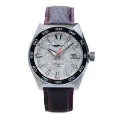 Heimdallr G-odzilla with snow white frosted dial on leather strap