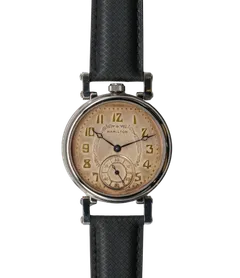 Bernhardt Manifest Conductor 2949, parchment Hamilton dial with gilt numerals, on black strap