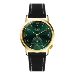 KUOE Old Smith 90-007, Gold Case, Green, on cordovan leather strap
