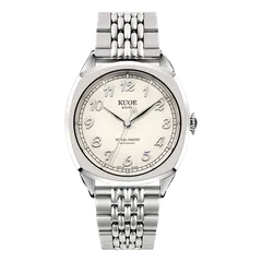 KUOE Royal Smith 90-008, Silver Case, Silver Numerals, on bracelet