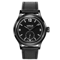 Marloe Pacific 66, black dial with small seconds, black DLC case, on black strap