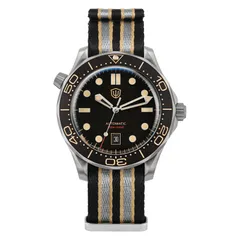 Watchdives WD007 Top Hat with vintage black date dial on nylon strap