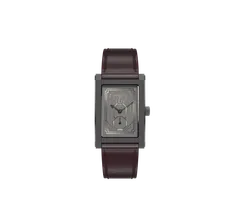 echo/neutra Rivanera Studio Edition with gray Art Deco dial on burgundy leather strap